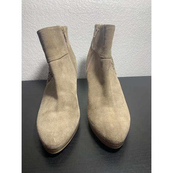 Gianni Gregori Beige Tan Ankle Suede boots With 3 Inch Heel Size 7.5-8.5 Booties - Picture 8 of 15